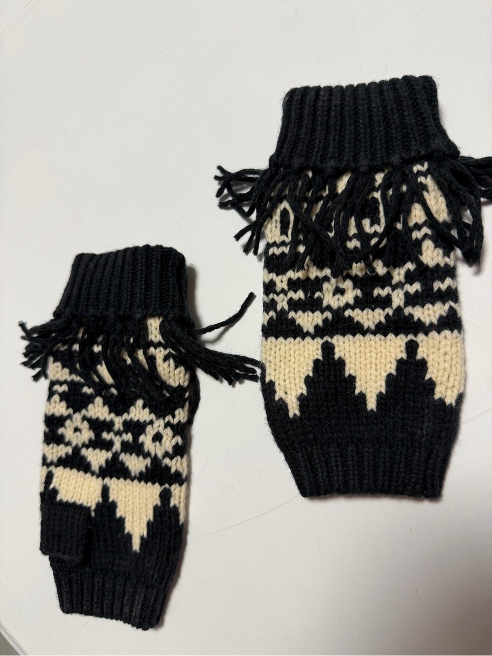 Polo Ralph Lauren vintage black & cream wool blend mittens